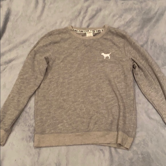 Grey PINK crewneck sweatshirt (XS) - Picture 1 of 4
